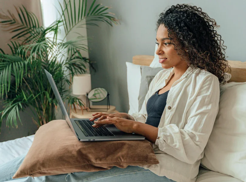 Women using live chat on laptop