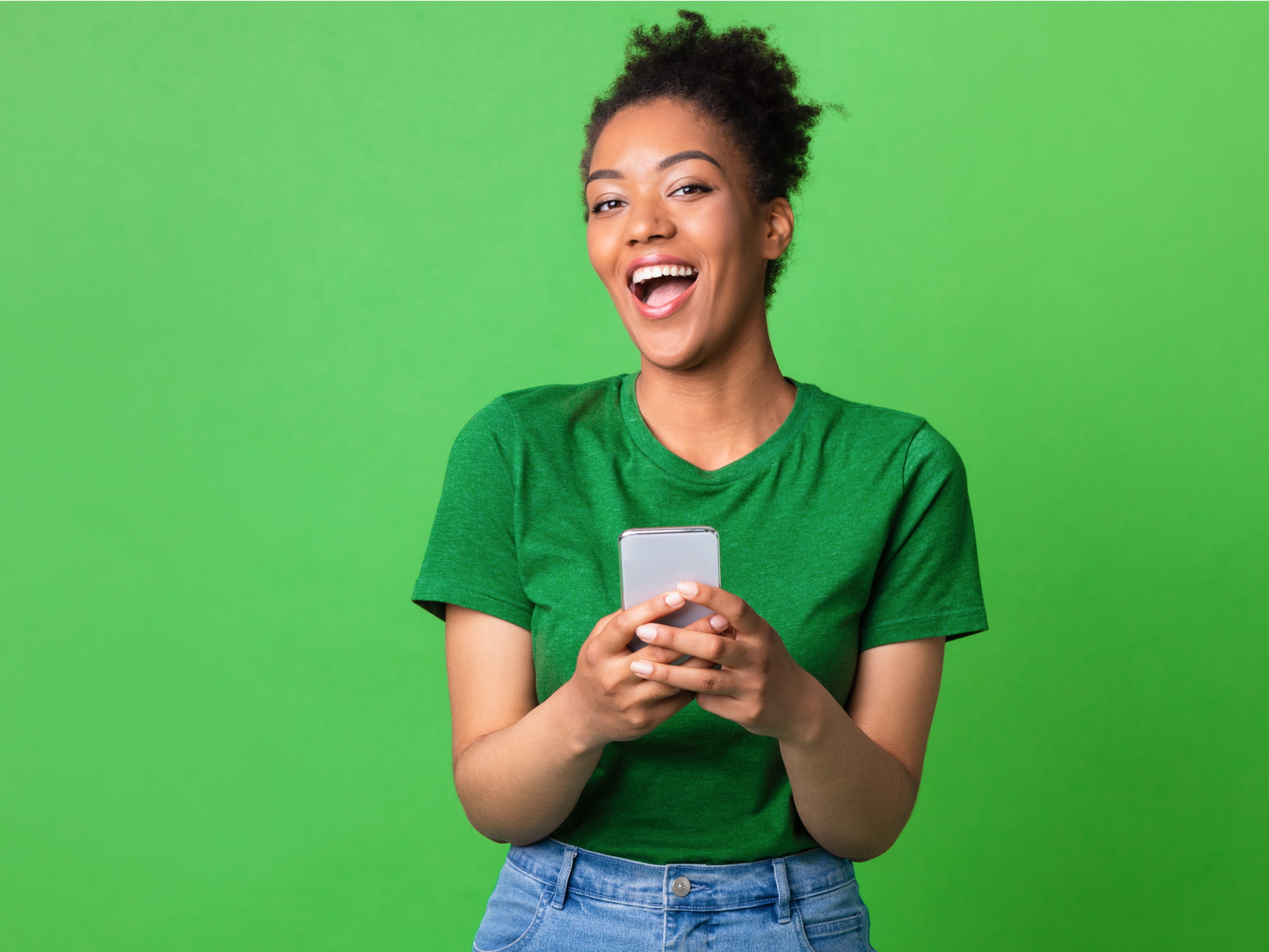 Happy smiling women with phone