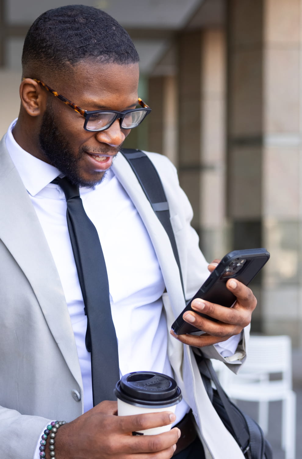 Businessman collecting messages