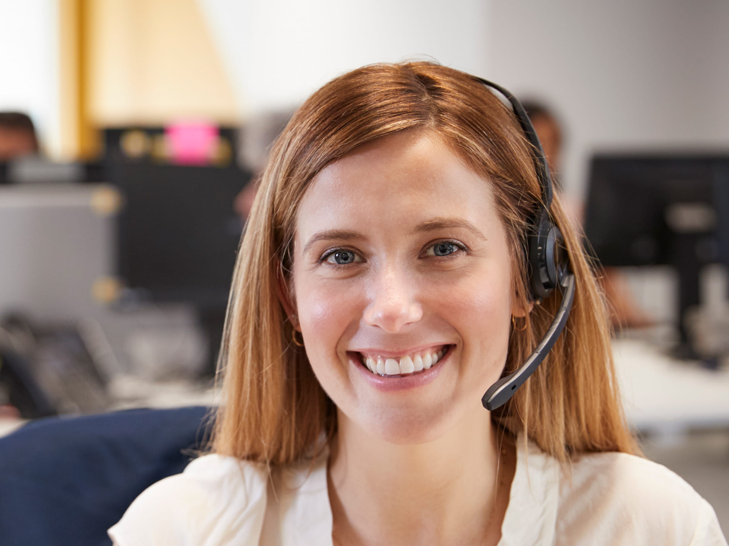 Happy call centre agent