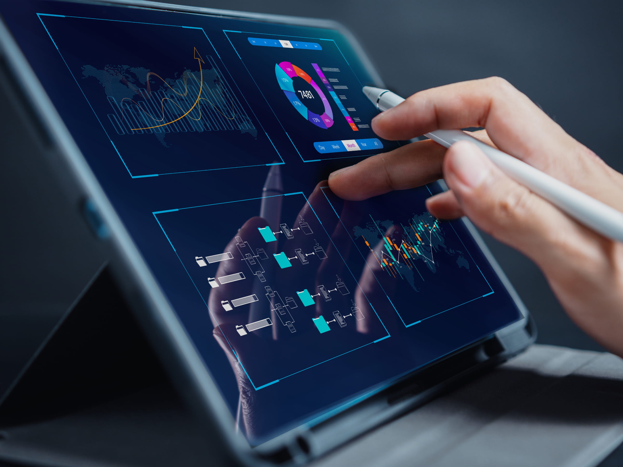 Tablet displaying IT statistics